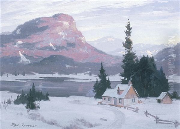 Winter Landscape With Cabin - view 1