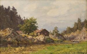 Elvelandskap Med Smabruk by Fredrik Borgen