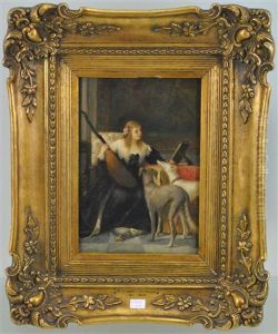 Musicienne Aux Levriers by Louis Edouard Rioult