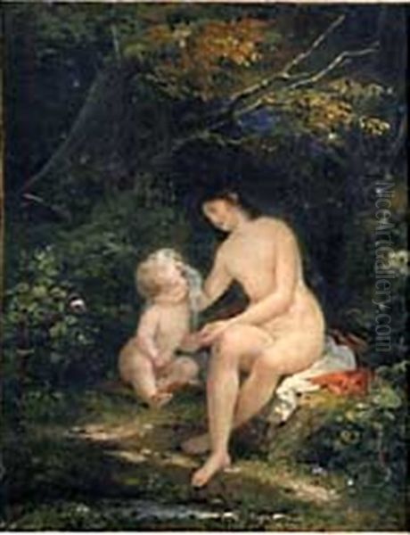 Baigneuse Sechant Son Enfant - view 1