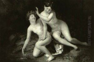 Une Jeune Baigneuse Jette De L'eau Au Visage De Sa Compagne Une Jeune Baigneuse Jette De L'eau Au Visage De Sa Compagne