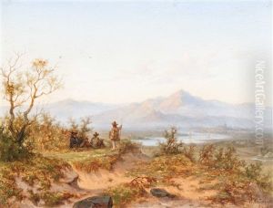 Artists, Including W.c. Rip, In Mountainous River Landscape by Willem Cornelis Rip