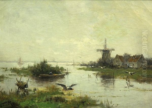 Marsh Landscape With Windmill - view 1
