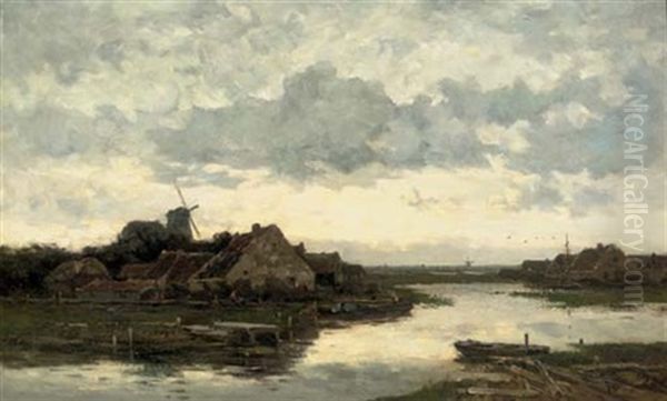 Avond Stond Bij Hagen - Houses Along A River - view 1