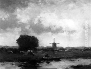A Farmer In A Polder Landscape