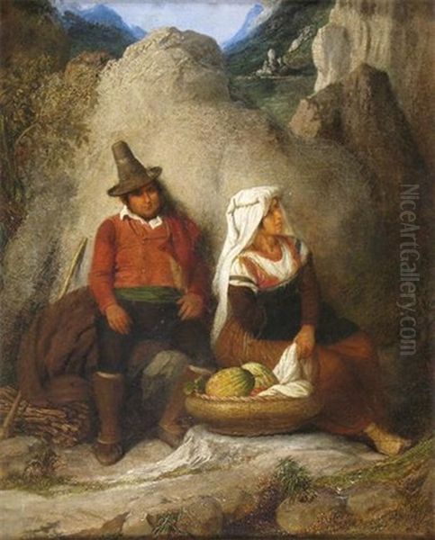 Spanish Figures Resting By A Rock - view 1