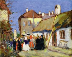 Funeral In Kaposvar by Jozsef Rippl-Ronai