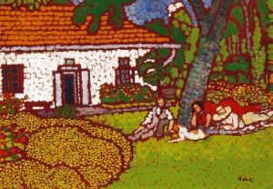 Piknik A Roma-villa Kertjeben - A Muterem Elott Hevereszo Alakok (picnic In The Garden Of The Roma-villa - Resting Figures In Front Of The Studio) by Jozsef Rippl-Ronai