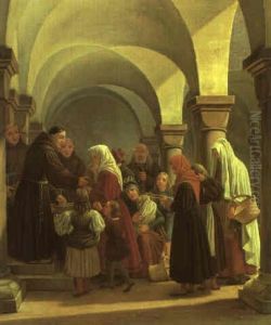 Bespisning Af Fattige I Et Italiensk Kloster by Martinus Rirbye