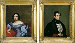 Retrato De Dama Y Caballero (pair) by Francois Riss