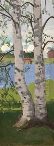 Birches On The Shore by Juho Rissanen