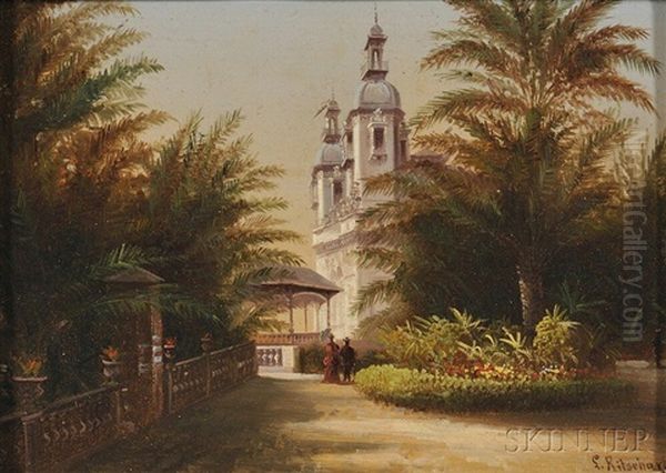 Strollers In A Tropical Garden - view 1