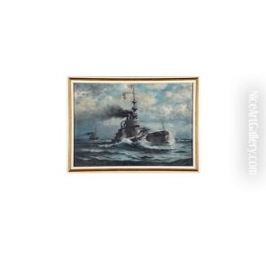 Three Works Of Art: Untitled (maritime Scene Depicting Uss Oregon)