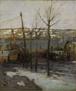 Thaw On 125th Street, New York by William Frederick Ritschel