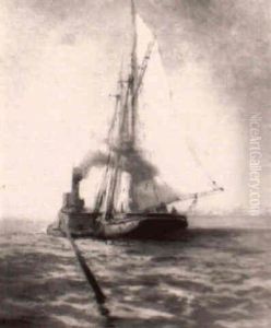 Under Sail Near The California Coast by William Frederick Ritschel