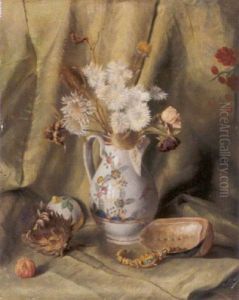 Stilleben Mit Getrockneten Blumen In Porzellankanne by Hermann Ritschl