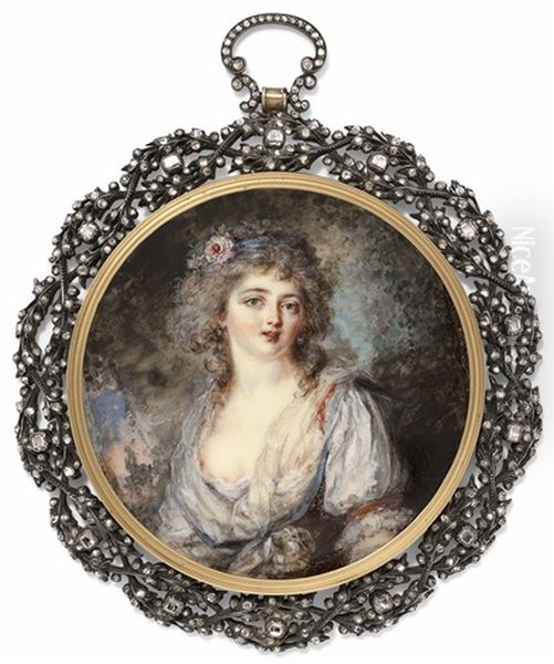 A Young Lady In Low-cut Dress, Flowers In Her Hair - view 1