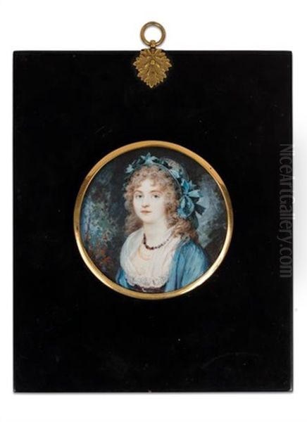 Portrait D"une Jeune Fille, En Buste De 3/4 Vers La Gauche, Sur Un Fond Feuillage - view 1