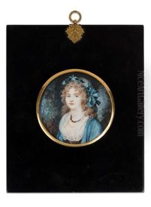 Portrait D"une Jeune Fille, En Buste De 3/4 Vers La Gauche, Sur Un Fond Feuillage by Augustin Ritt