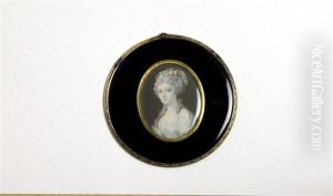 Miniature Sur Ivoire Representant Une Jeune Fille A La Mode Des Lumieres by Augustin Ritt
