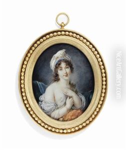 Elisaveta Alexandrovna Demidova (1779-1818), In White Shift, Worn Loose Around Her Shoulders Revealing Her Right Breast, Her Hands To Her Chest, Blue-bordered White Scarf Over Her Curling Hair Elisaveta Alexandrovna Demidova (1779-1818), In White Shift, Worn Loose Around Her Shoulders Revealing Her Right Breast, Her Hands To Her Chest, Blue-bordered White Scarf Over Her Curling Hair