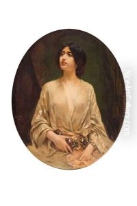 Halbfigurliches Portrait Einer Reizenden Dame Mit Prachtvollem Gurtel Und Durchsichtiger Bluse by Caspar Ritter