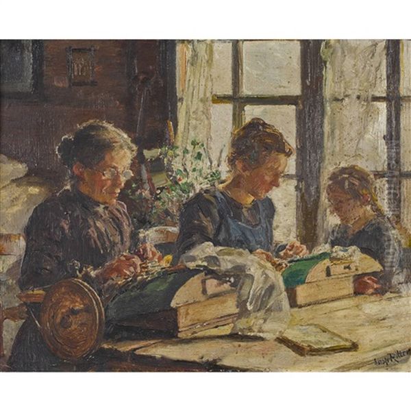 Interieur Mit Frauen Bei Der Handarbeit - view 1