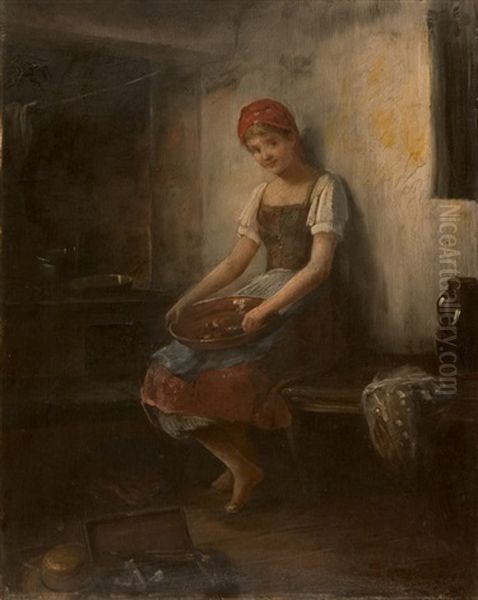 A Young Girl With Red Head Cover - view 1