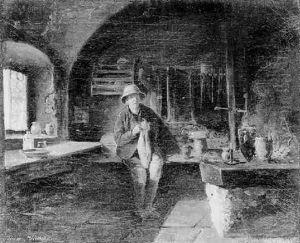 Strickender Bauer Im "tauernwirtshaus" by Eduard Ritter
