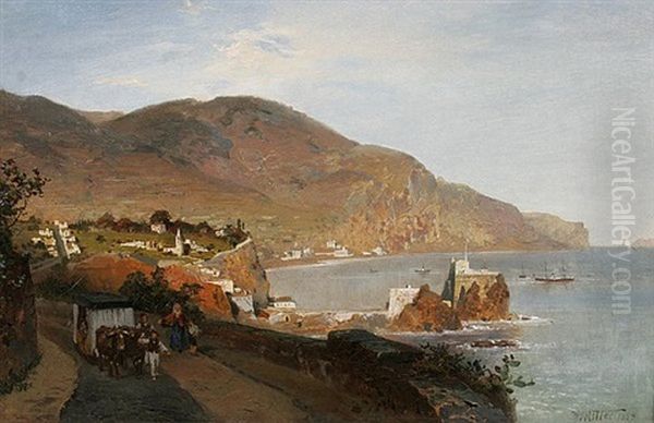 Sudliche Kustenlandschaft, Im Vordergrund Reisewagen Und Bauern - view 1