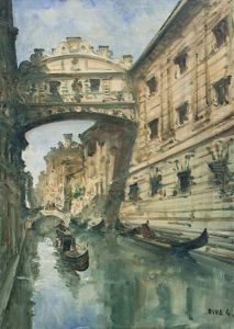 Canale A Venezia Con Gondole by Giovanni Riva