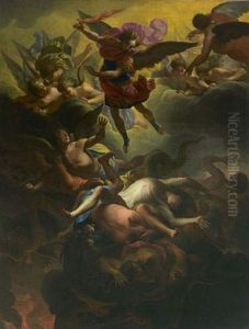 Saint Michel Terrassant Les Anges Rebelles by Antoine Rivalz