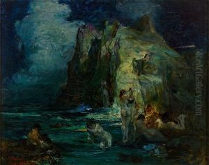 Nymphen Und Satyre Am Ufer Des Meeres by Giuseppe Rivaroli