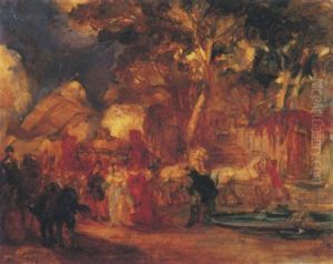 Scena Con Carrozza E Cavalieri, 1918 Scena Con Carrozza E Cavalieri, 1918