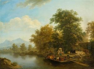 Crossing By Ferry by Pierre Louis De La Rive