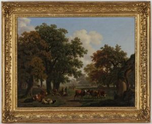 Interieur De Foret Avec Un Petit Perce Sur Le Lac, Le Matin by Pierre Louis De La Rive