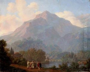 Socrate Lisant A Ses Eleves Dans Un Paysage by Pierre Louis De La Rive