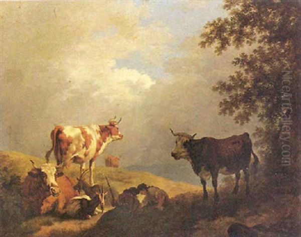 Bergers Et Vaches A La Montagne - view 1