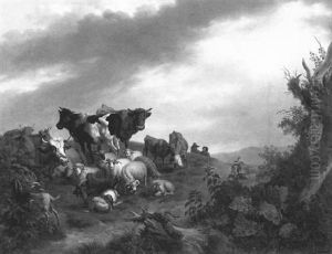 Le Repos Des Bergers Et De Leur Troupeau by Pierre Louis De La Rive