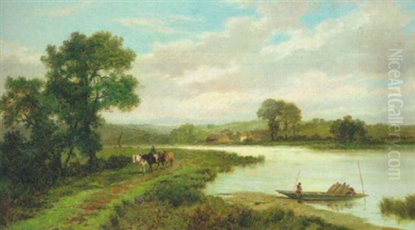Shire Horses On A Tow Path Near Knowl Hill - view 1