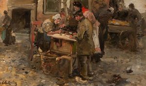 Food Stall On The Market by Adriaan de la Riviere