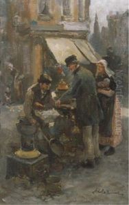 A Streetmarket by Adriaan de la Riviere