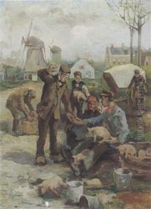 Market Scene by Adriaan de la Riviere