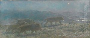 A Pride Of Lions At Dusk by Briton Riviere