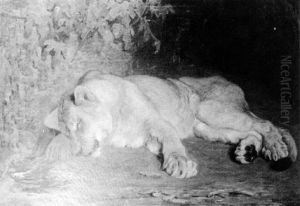 A Recumbent Lion by Briton Riviere