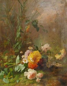 Stillleben Mit Blumen Und Grasern