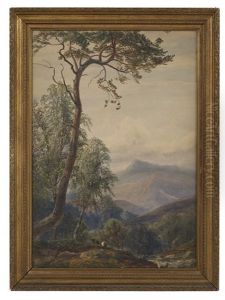 Sheep Grazing In Mountainous Landscape by Julian Walbridge Rix