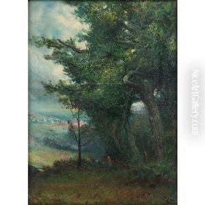 Wooded Scene With Village In The Background