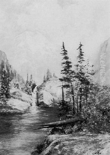 A Mountainous Landscape With Waterfall - view 1