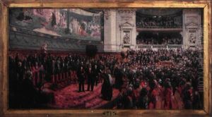 Jubile De Pasteur Se Trouvant A La Sorbonne (prepatory Study) by Jean Andre Rixens